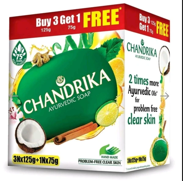 Chandrika Ayurvedic Soap 125 g (Pack of 3) + 75 g