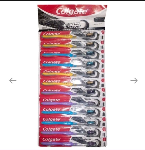 Colgate Super Flexi Charcoal (Medium) Toothbrush (10 + 2) pcs