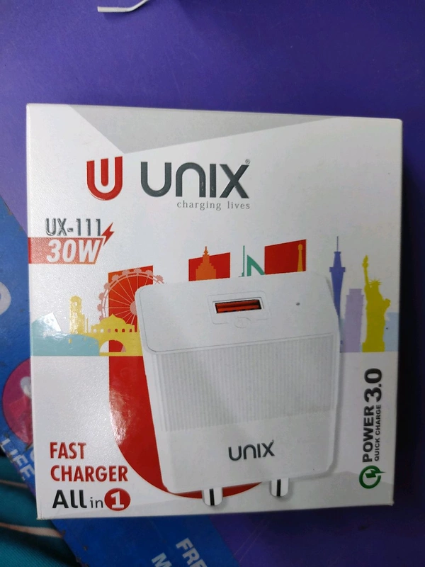 Unix Charging Lives Type C/UX-111/30W/Fast Charger All In One/Power 3.0 Quick Charger  - White