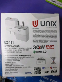Unix Charging Lives Type C/UX-111/30W/Fast Charger All In One/Power 3.0 Quick Charger  - White