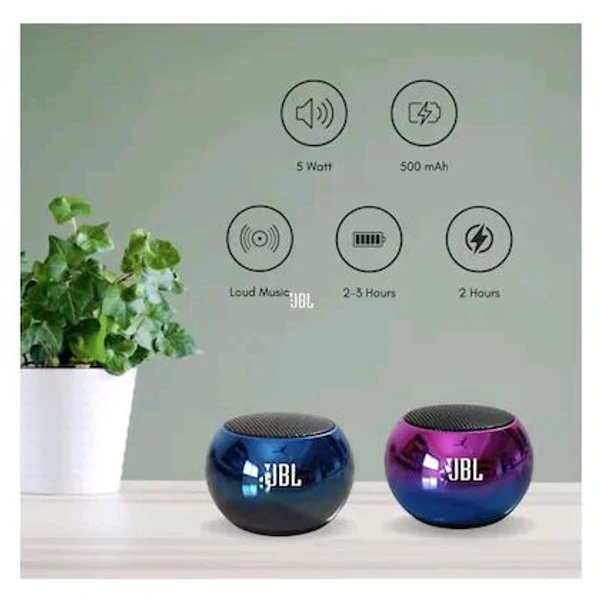 Mini JBL Boost 4 Bluetooth Speaker 4D Mini Electroplating Round Steel Speaker - Multicolor Random Colour - Pack of 1