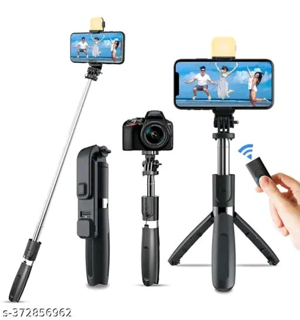 DEEP TRADERS***Selfie stick with light Wireless Bluetooth Foldable (R1S) Extendable, Portable