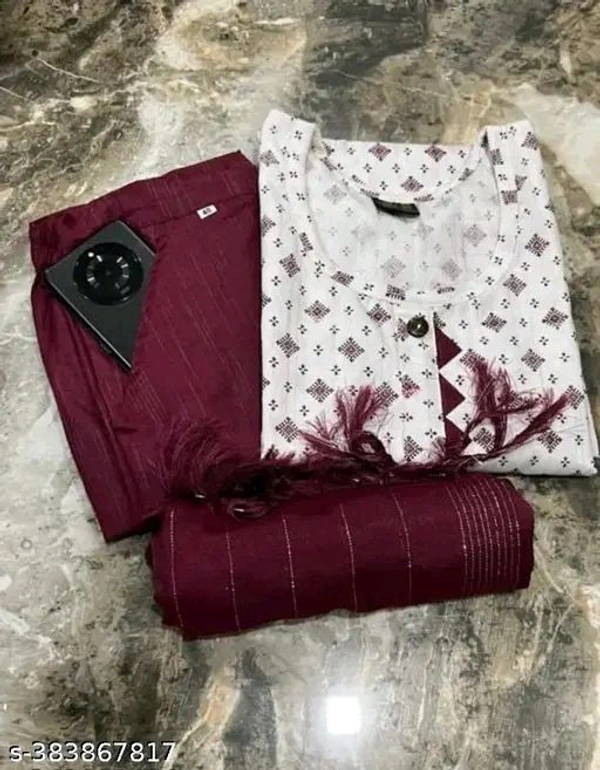 Trendy Women Fashion Kurti Trouser With Dupatta - XXS