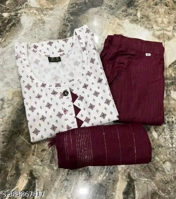Trendy Women Fashion Kurti Trouser With Dupatta - XXS