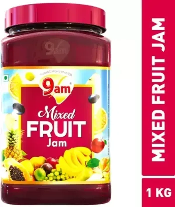 9' Am 9am Mixed Fruit Jam 1Kg, Pure, Natural & Organic Ingredients Sweet, Tasty & Healthy 1 kg - 1 kg, Red