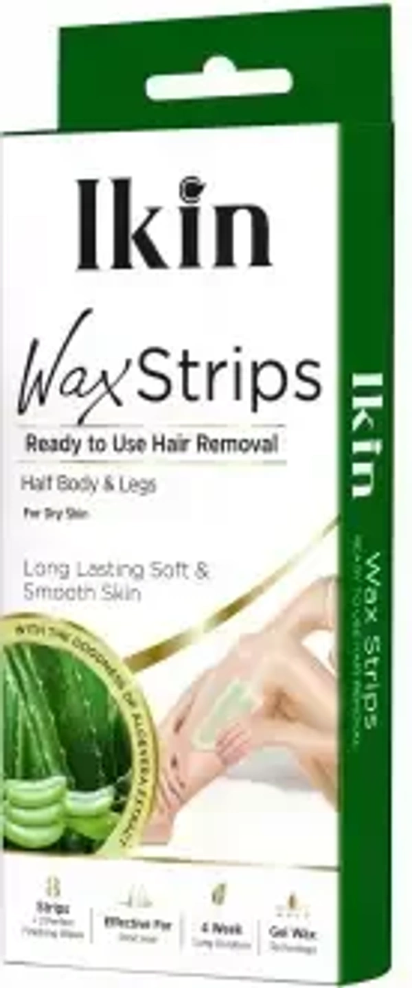Cipla Health Ikin Instant Wax Strip with Aloe Vera For Dry Skin  8  Strips - 8 Strips, Alo Vera