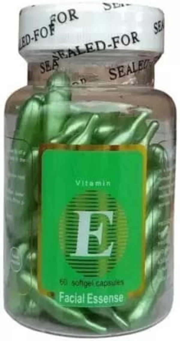 Ze Vitamin E Facial Oil Softgel Capsules, Professional 60 Count, for Anti-Ageing, Glowing Skin - 60PC, Forest Green