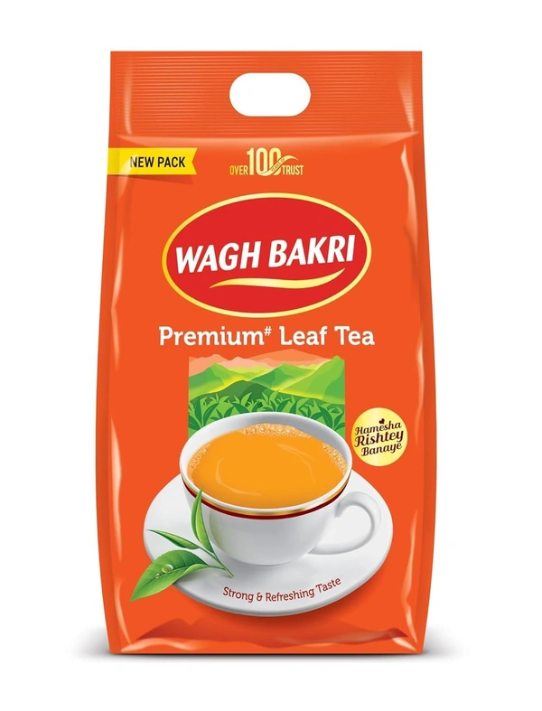 CTC Organic Wagh Bakri Strong Leaf Tea Pack, 1Kg, Assam - 1 kg, Red