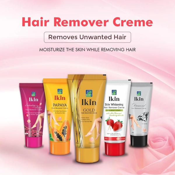Cipla Health Ikin Gold Hair Remover Cream For Normal Skin - Bikini Hair Removal Cream For Women & Girls - 60g, Gold
