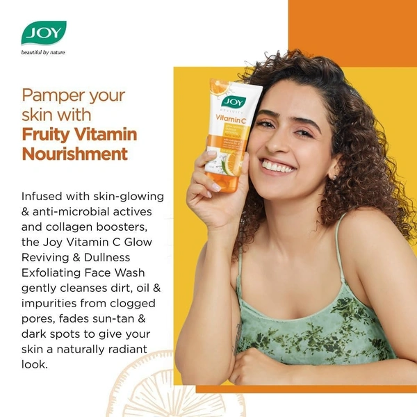 Joy Face wash Joy Vitamin C Face Wash For Glowing Skin (150ml) | Brightening Face Wash Enriched with Vitamin B5 & E For Sun Protection & Dead Skin Removal | Face Wash for Women & Men - 150 g, yellow