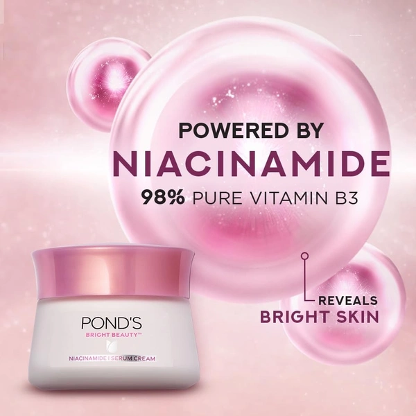 POND'S Pond's Bright Beauty Anti-Spot Serum Cream with Niacinamide and SPF 15 PA++, Fades Dark Spots and Reveals Bright Skin, 50g - 50g, Pink