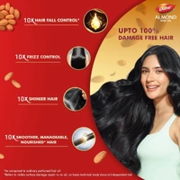 Dabur Almond Hair Oil - 500ml With Free Dabur Almond Oil 95ml | Provides Damage Protection | Non Sticky Formula | For Soft&Shiny Hair | With Almonds, Keratin Protein, Soya Protein & 10X Vitamin E - 500 + 100 ML