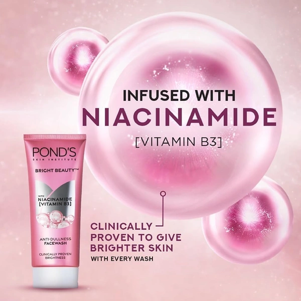 POND'S POND's Bright Beauty Anti-Dullness & Brightening Facewash With Niacinamide | For Glass-Skin Like Shine And With 4X Visibly Brighter Skin, 200Gm - 200 g, white