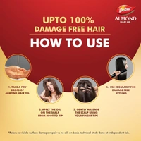 Dabur Almond Hair Oil - 500ml With Free Dabur Almond Oil 95ml | Provides Damage Protection | Non Sticky Formula | For Soft&Shiny Hair | With Almonds, Keratin Protein, Soya Protein & 10X Vitamin E - 500 + 100 ML