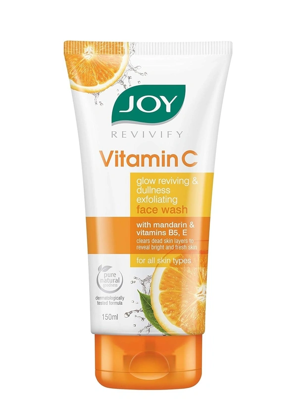 Joy Face wash Joy Vitamin C Face Wash For Glowing Skin (150ml) | Brightening Face Wash Enriched with Vitamin B5 & E For Sun Protection & Dead Skin Removal | Face Wash for Women & Men - 150 g, yellow