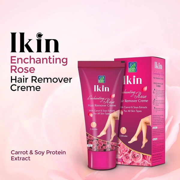 Cipla Health Ikin Rose Hair Remover Cream For All Skin - Bikini Hair Removal Cream For Women & Girls - 60g, Rose