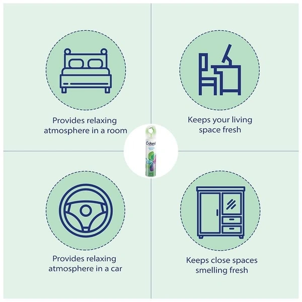 Dabur Odonil Air Freshener Jasmine Fresh Room Spray - 220 ml | Nature Inspired Fragrance for Home, Office, Living Room, Bedroom, Workspace & Kitchen | Long Lasting Fragrance | Instant Freshness - 220, White