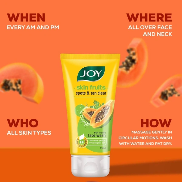 Joy Face wash Joy Skin Fruits Spots & Tan Clear Papaya Face Wash - 150 g, yellow