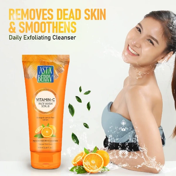 Cipla Health Astaberry Vitamin C Face Wash Scrub for Glowing Skin- With Vitamin C | Neem & Orange Peel Extract | Skin Illumination & Exfoliating  - 60, Orange