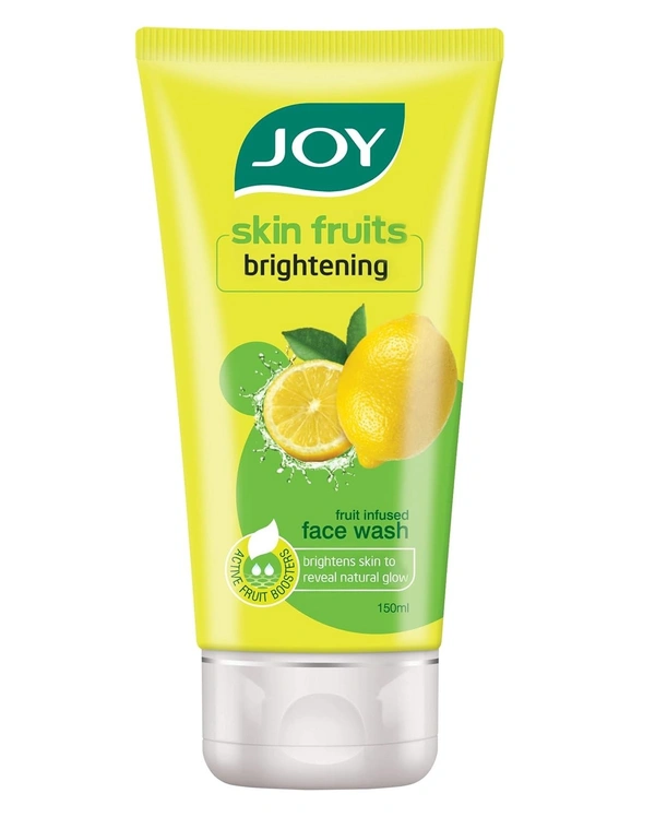 Joy Face wash Joy Skin Brightening Lemon Face Wash (150ml) With Vitamin C For Naturally Glowing Skin | Removes Excess Oil & Dirt | Suitable For All Skin Types - 150 g, yellow