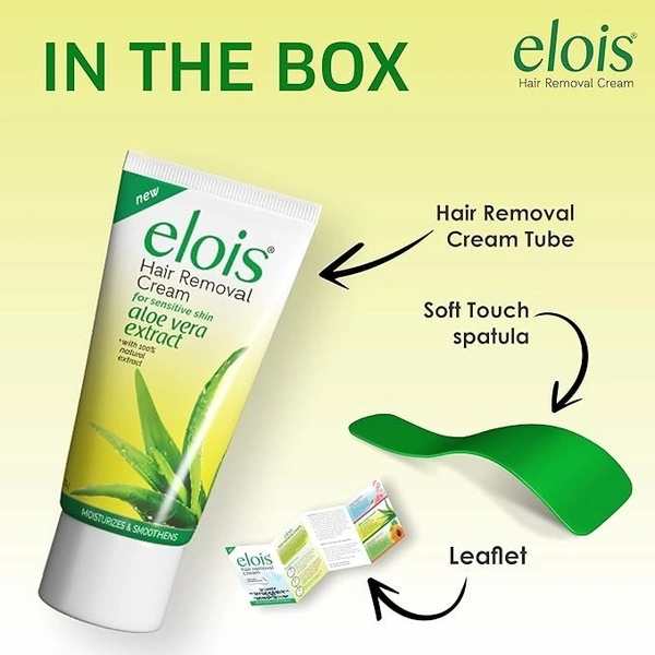Elois Hair Removal Cream for Women With Aleo Vera Extract, Sensitive Skin(100g) 2x Longer Lasting Smoothness than Razors - 100g, Green