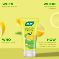 Joy Face wash Joy Skin Brightening Lemon Face Wash (150ml) With Vitamin C For Naturally Glowing Skin | Removes Excess Oil & Dirt | Suitable For All Skin Types - 150 g, yellow