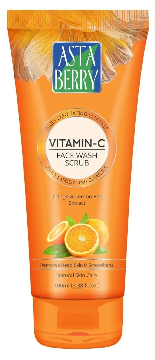 Cipla Health Astaberry Vitamin C Face Wash Scrub for Glowing Skin- With Vitamin C | Neem & Orange Peel Extract | Skin Illumination & Exfoliating  - 60, Orange