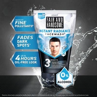 Emami Fair and Handsome Instant Radiance Face Wash | Pro-Peptide | Instant Radiance| Washes of Fine Pollutants | Cooling Freshness | - 100g, White
