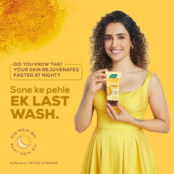 Joy Face wash Joy Tan Removal Ubtan Face Wash For Bright & Glowing Skin (150ml) | Natural Face Wash with Turmeric & Saffron for Acne & Tan Removal | Face Wash for Men & Women - 150 g, yellow