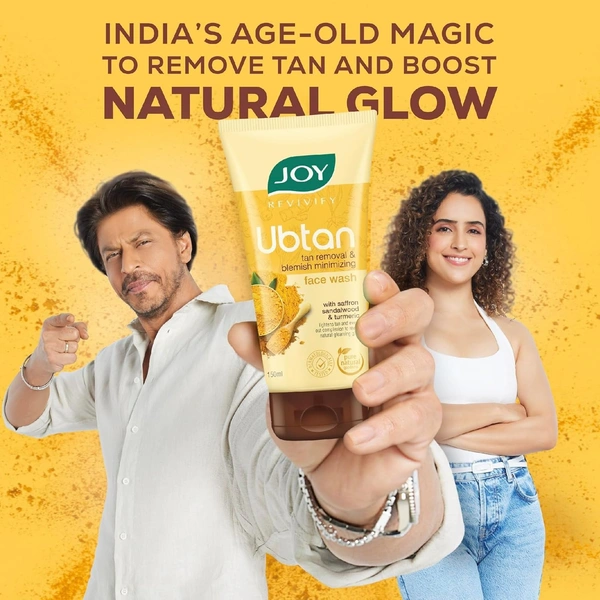 Joy Face wash Joy Tan Removal Ubtan Face Wash For Bright & Glowing Skin (150ml) | Natural Face Wash with Turmeric & Saffron for Acne & Tan Removal | Face Wash for Men & Women - 150 g, yellow