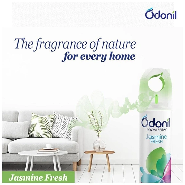 Dabur Odonil Air Freshener Jasmine Fresh Room Spray - 220 ml | Nature Inspired Fragrance for Home, Office, Living Room, Bedroom, Workspace & Kitchen | Long Lasting Fragrance | Instant Freshness - 220, White