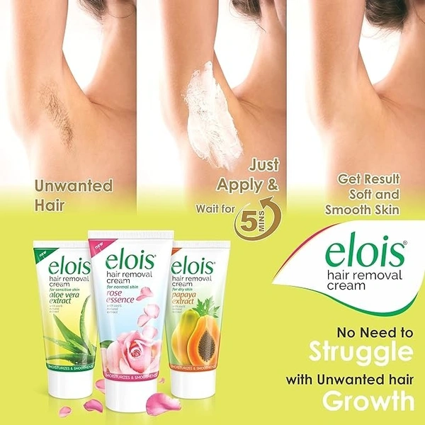Elois Hair Removal Cream for Women With Aleo Vera Extract, Sensitive Skin(100g) 2x Longer Lasting Smoothness than Razors - 100g, Green