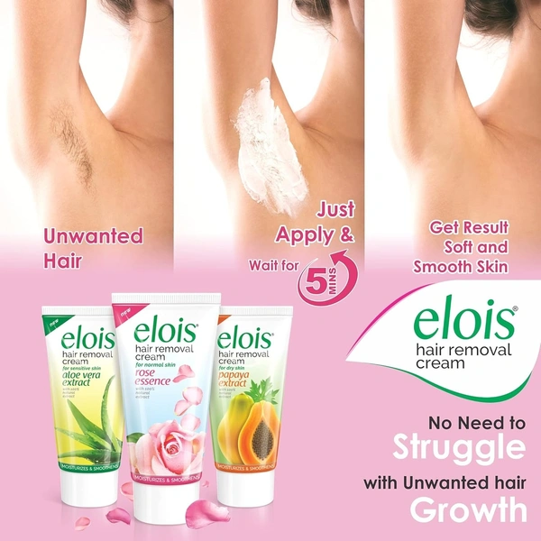 Elois Hair Removal Cream for Women With Rose Extract, Normal Skin(100g) Suitable for Legs, Underarms, Bikini Line 2x Longer Lasting Smoothness than Razors - 100g, pink