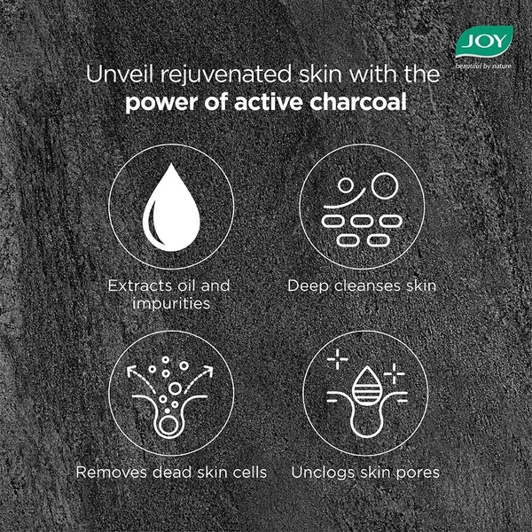 Joy Face wash Joy Charcoal Face Wash for Oil Control & Dirt Removal (150ml) | Fights Pollution, Blackheads, Acne & Pimples | Activated Charcoal Face Wash For Oily Skin For Men & Women - 150 g, Black