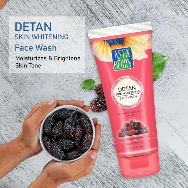 Cipla Health Astaberry De-tan Skin Whitening Face Wash for skin Brightening & tone - It deep cleanses the skin | removes dead cells | Helps Reduce Tanning-  - 60, RED