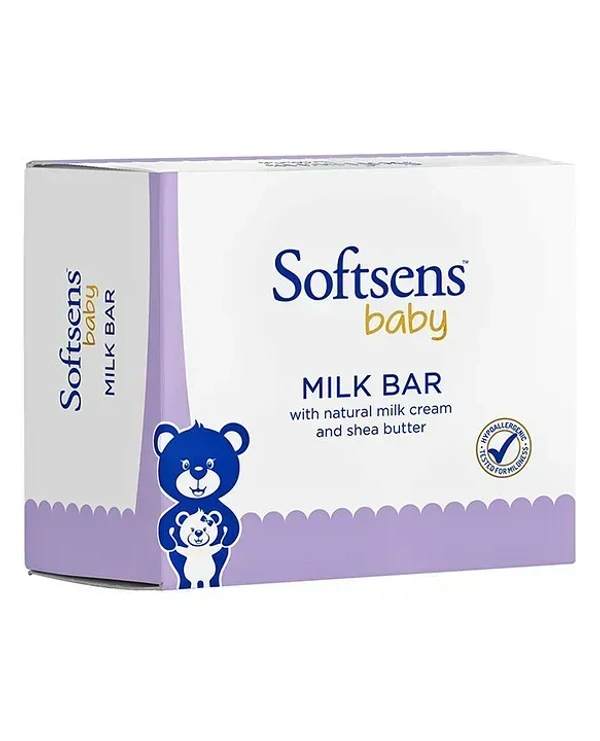 Softsens Baby Moisturizing Milk Soap Bar Enriched with Natural Milk Cream & Shea Butter I Dermatologically Tested & Paraben Free for Baby Skin- Pack of 1 - 100, White