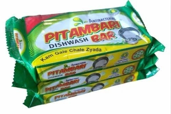 Pitambari Dishwash Bar 200Gm Set of 3 | Dish Cleaning Bar with Goodness of Lime | Removes Tough stains and Malodour | With the Power of Active Boosters - 200g Each Bar, Green