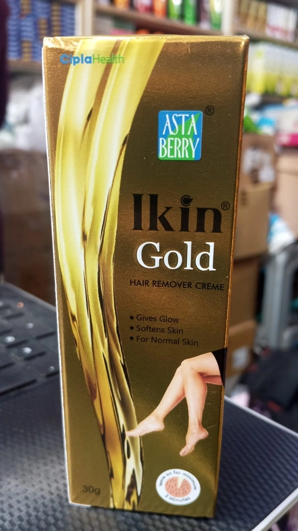 Cipla Health Ikin Gold Hair Remover Cream For Normal Skin - Bikini Hair Removal Cream For Women & Girls - 30g, Gold