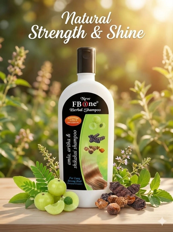FB One New FBone Herbal Shampoo || Amla Ritha & Shikakai Shampoo 500ml - 500Ml, Black