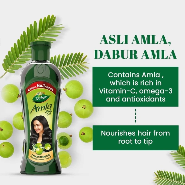 Dabur Amla Hair Oil - 138 ml | For Strong, Long and Thick hair | Nourishes Scalp | Controls Hair Fall, Strengthens Hair & Promotes Hair Growth - 138ml, Green