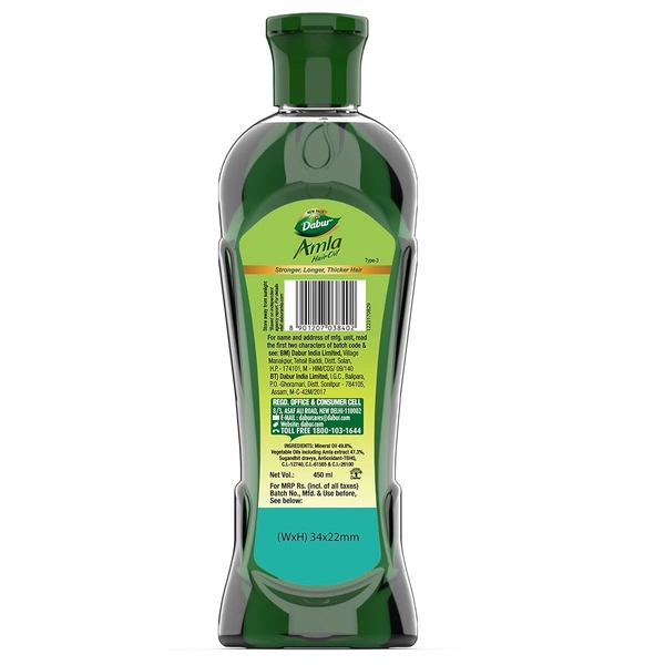Dabur Amla Hair Oil - 138 ml | For Strong, Long and Thick hair | Nourishes Scalp | Controls Hair Fall, Strengthens Hair & Promotes Hair Growth - 138ml, Green