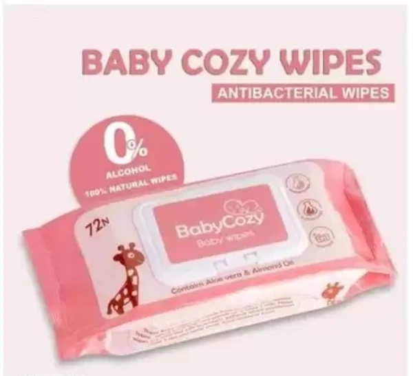 Baby Cozy Super Wipes (72N) Pack Of 3 for Kids Contains Aloe Vera and Almond Oil - 72 N, Pink