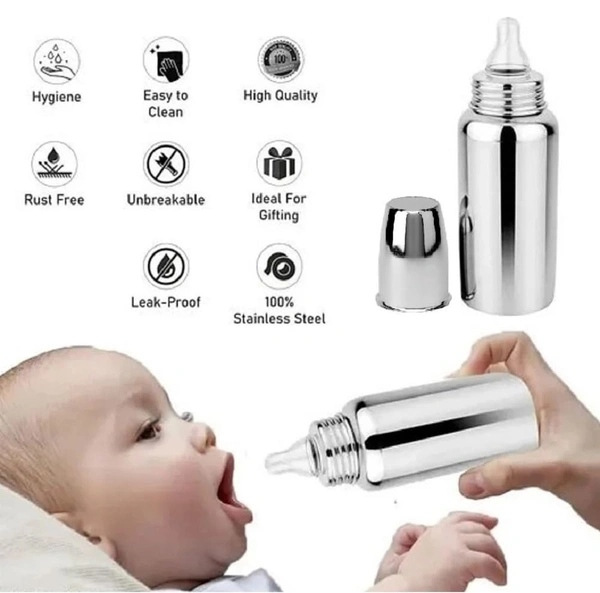 BONNE Bonne Stainless Steel Baby Feeding Milk Bottle, Milk Feeding, Water Feeding (Pack of 1, 240 ml.) - 300 ml, White
