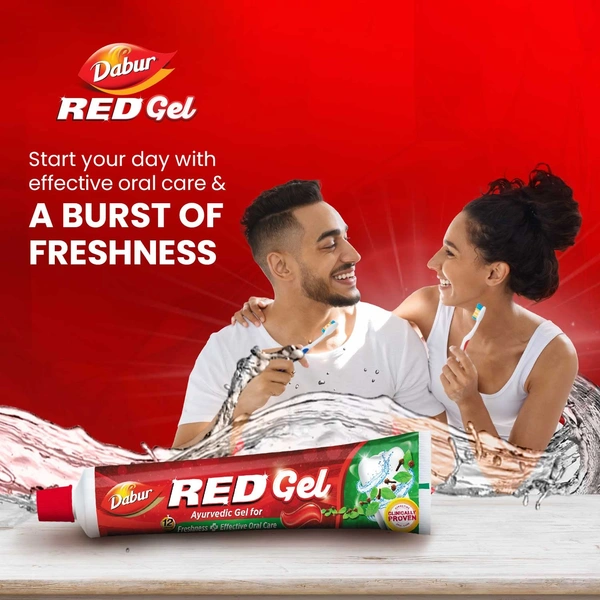 Colgate Dabur Red Gel Ayurvedic Toothpaste - 300g (150g x 2, Pack of 2) | Reduction in Bad Breath, Plaque & Gingivitis | Freshness with Protection | For Healthy Gums & Effective Dental Care - 300 g, Red