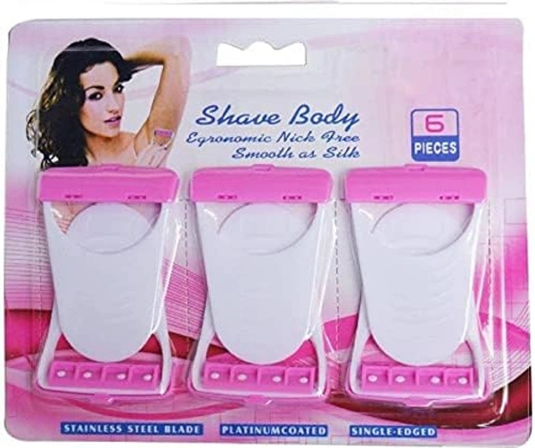 Aroma Disposable Blades Body and Private Parts hair Shaving Razor for Women | Hair Removal Disposable blades (6 Blades) Stainless Steel Blade, Platinum Coated, Single Edged - 6 pc, Crimson