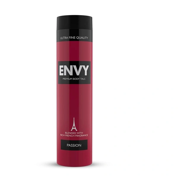 ENVY Passion Talc - 300g | Scented Talcum Powder|Blended with rich french Fragrance For Men Pack of 1 - 300 g, Red