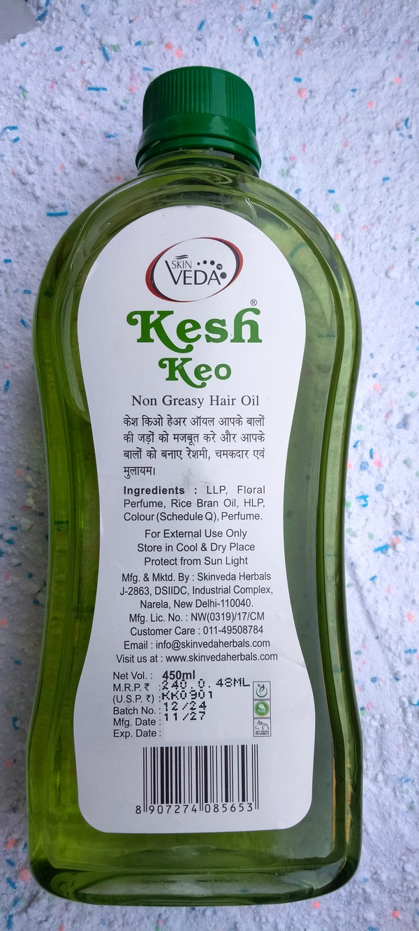 Hair Lite Kesh Keo Non Sticky Hair Oil with Olive Oil & Natural Vitamin E,500 ml - 500 ml, Green