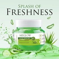 Meglow by Leeford | Aloe Vera Gel for Intense Hydration | Get Soft, Smooth & Nourished Skin | Pure Aloe Vera Gel with Cucumber Extracts | Naturally Hydrating & Skin Moisturizing Gel 100g - 100 g, Green