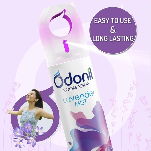 Dabur Odonil Air Freshener Lavender Mist Room Spray - 220 ml | Nature Inspired Fragrance for Home, Office, Living Room, Bedroom, Workspace & Kitchen | Long Lasting Fragrance | Instant Freshness - 220 ml, Green