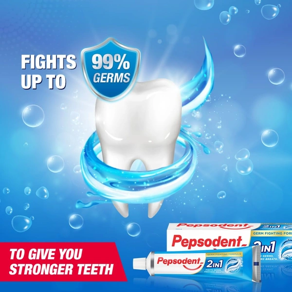 Pepsodent 2-in-1 Toothpaste 80G ||First in India Paste + Gel formula || Helps prevent cavity + Freshens breath_150G - 150 g, Blue